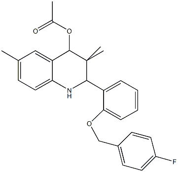 2-{2-[(4-fluorobenzyl)oxy]phenyl}-3,3,6-trimethyl-1,2,3,4-tetrahydro-4-quinolinyl acetate 구조식 이미지