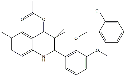 2-{2-[(2-chlorobenzyl)oxy]-3-methoxyphenyl}-3,3,6-trimethyl-1,2,3,4-tetrahydro-4-quinolinyl acetate Structure
