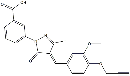 3-{4-[3-methoxy-4-(2-propynyloxy)benzylidene]-3-methyl-5-oxo-4,5-dihydro-1H-pyrazol-1-yl}benzoic acid 구조식 이미지