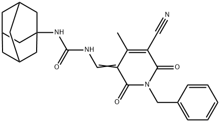 N-(1-adamantyl)-N'-[(1-benzyl-5-cyano-4-methyl-2,6-dioxo-1,6-dihydro-3(2H)-pyridinylidene)methyl]urea Structure