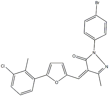 2-(4-bromophenyl)-4-{[5-(3-chloro-2-methylphenyl)-2-furyl]methylene}-5-methyl-2,4-dihydro-3H-pyrazol-3-one Structure