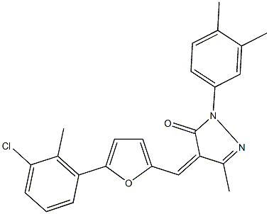 4-{[5-(3-chloro-2-methylphenyl)-2-furyl]methylene}-2-(3,4-dimethylphenyl)-5-methyl-2,4-dihydro-3H-pyrazol-3-one 구조식 이미지