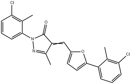 2-(3-chloro-2-methylphenyl)-4-{[5-(3-chloro-2-methylphenyl)-2-furyl]methylene}-5-methyl-2,4-dihydro-3H-pyrazol-3-one 구조식 이미지