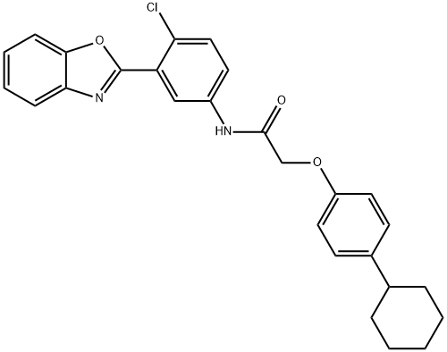 N-[3-(1,3-benzoxazol-2-yl)-4-chlorophenyl]-2-(4-cyclohexylphenoxy)acetamide 구조식 이미지