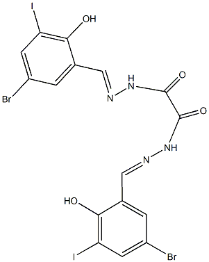 N'~1~,N'~2~-bis(5-bromo-2-hydroxy-3-iodobenzylidene)ethanedihydrazide 구조식 이미지