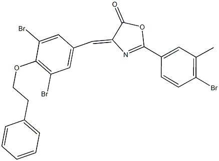 2-(4-bromo-3-methylphenyl)-4-[3,5-dibromo-4-(2-phenylethoxy)benzylidene]-1,3-oxazol-5(4H)-one 구조식 이미지