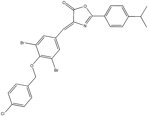 4-{3,5-dibromo-4-[(4-chlorobenzyl)oxy]benzylidene}-2-(4-isopropylphenyl)-1,3-oxazol-5(4H)-one 구조식 이미지