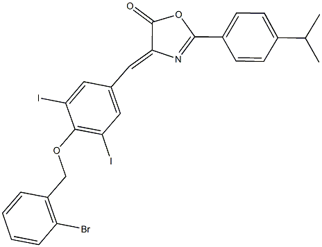 4-{4-[(2-bromobenzyl)oxy]-3,5-diiodobenzylidene}-2-(4-isopropylphenyl)-1,3-oxazol-5(4H)-one Structure