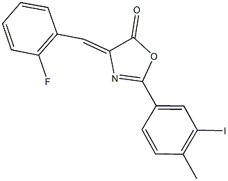 4-(2-fluorobenzylidene)-2-(3-iodo-4-methylphenyl)-1,3-oxazol-5(4H)-one 구조식 이미지