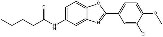 N-[2-(3-chloro-4-methoxyphenyl)-1,3-benzoxazol-5-yl]pentanamide 구조식 이미지