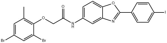2-(2,4-dibromo-6-methylphenoxy)-N-[2-(4-iodophenyl)-1,3-benzoxazol-5-yl]acetamide 구조식 이미지