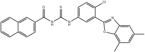 N-[4-chloro-3-(5,7-dimethyl-1,3-benzoxazol-2-yl)phenyl]-N'-(2-naphthoyl)thiourea 구조식 이미지