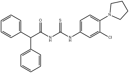 N-[3-chloro-4-(1-pyrrolidinyl)phenyl]-N'-(diphenylacetyl)thiourea Structure