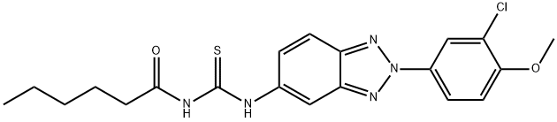 N-[2-(3-chloro-4-methoxyphenyl)-2H-1,2,3-benzotriazol-5-yl]-N'-hexanoylthiourea Structure