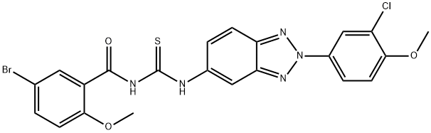 N-(5-bromo-2-methoxybenzoyl)-N'-[2-(3-chloro-4-methoxyphenyl)-2H-1,2,3-benzotriazol-5-yl]thiourea 구조식 이미지