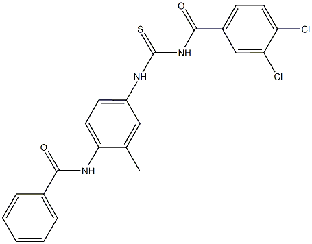 N-[4-({[(3,4-dichlorobenzoyl)amino]carbothioyl}amino)-2-methylphenyl]benzamide 구조식 이미지