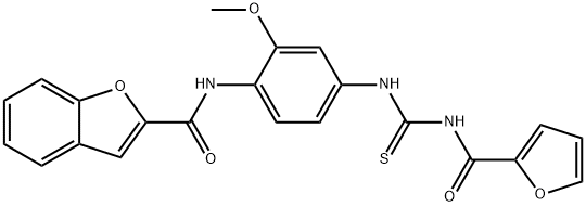 N-(4-{[(2-furoylamino)carbothioyl]amino}-2-methoxyphenyl)-1-benzofuran-2-carboxamide 구조식 이미지