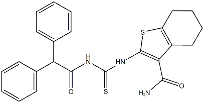 2-({[(diphenylacetyl)amino]carbothioyl}amino)-4,5,6,7-tetrahydro-1-benzothiophene-3-carboxamide 구조식 이미지