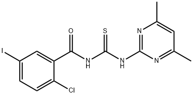 N-(2-chloro-5-iodobenzoyl)-N'-(4,6-dimethyl-2-pyrimidinyl)thiourea 구조식 이미지