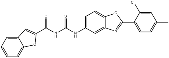 N-(1-benzofuran-2-ylcarbonyl)-N'-[2-(2-chloro-4-methylphenyl)-1,3-benzoxazol-5-yl]thiourea 구조식 이미지