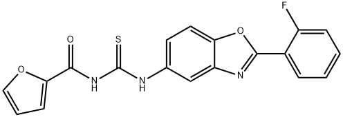 N-[2-(2-fluorophenyl)-1,3-benzoxazol-5-yl]-N'-(2-furoyl)thiourea Structure