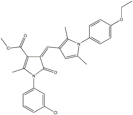 methyl 1-(3-chlorophenyl)-4-{[1-(4-ethoxyphenyl)-2,5-dimethyl-1H-pyrrol-3-yl]methylene}-2-methyl-5-oxo-4,5-dihydro-1H-pyrrole-3-carboxylate Structure