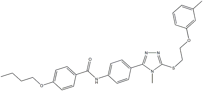 4-butoxy-N-[4-(4-methyl-5-{[2-(3-methylphenoxy)ethyl]sulfanyl}-4H-1,2,4-triazol-3-yl)phenyl]benzamide Structure