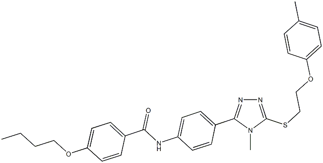 4-butoxy-N-[4-(4-methyl-5-{[2-(4-methylphenoxy)ethyl]sulfanyl}-4H-1,2,4-triazol-3-yl)phenyl]benzamide 구조식 이미지