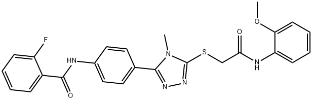 2-fluoro-N-[4-(5-{[2-(2-methoxyanilino)-2-oxoethyl]sulfanyl}-4-methyl-4H-1,2,4-triazol-3-yl)phenyl]benzamide 구조식 이미지