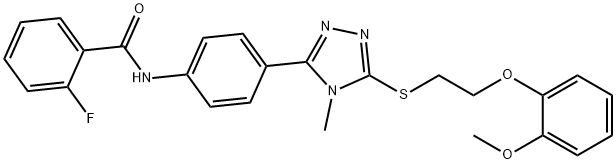 2-fluoro-N-[4-(5-{[2-(2-methoxyphenoxy)ethyl]sulfanyl}-4-methyl-4H-1,2,4-triazol-3-yl)phenyl]benzamide Structure
