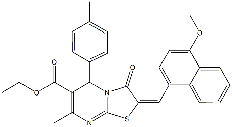 ethyl 2-[(4-methoxy-1-naphthyl)methylene]-7-methyl-5-(4-methylphenyl)-3-oxo-2,3-dihydro-5H-[1,3]thiazolo[3,2-a]pyrimidine-6-carboxylate Structure