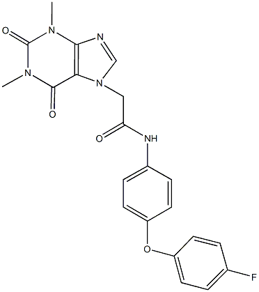 2-(1,3-dimethyl-2,6-dioxo-1,2,3,6-tetrahydro-7H-purin-7-yl)-N-[4-(4-fluorophenoxy)phenyl]acetamide 구조식 이미지