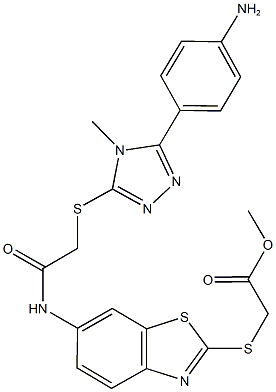 methyl ({6-[({[5-(4-aminophenyl)-4-methyl-4H-1,2,4-triazol-3-yl]sulfanyl}acetyl)amino]-1,3-benzothiazol-2-yl}sulfanyl)acetate 구조식 이미지