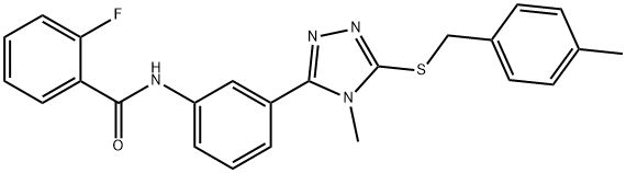 2-fluoro-N-(3-{4-methyl-5-[(4-methylbenzyl)sulfanyl]-4H-1,2,4-triazol-3-yl}phenyl)benzamide 구조식 이미지