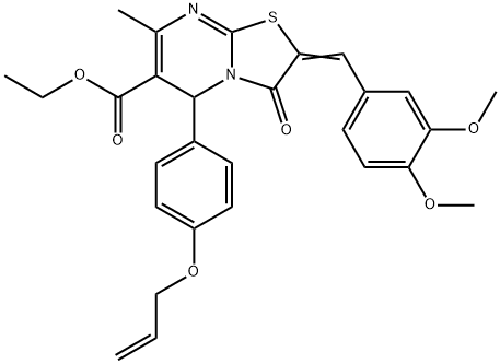 ethyl 5-[4-(allyloxy)phenyl]-2-(3,4-dimethoxybenzylidene)-7-methyl-3-oxo-2,3-dihydro-5H-[1,3]thiazolo[3,2-a]pyrimidine-6-carboxylate 구조식 이미지