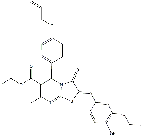ethyl 5-[4-(allyloxy)phenyl]-2-(3-ethoxy-4-hydroxybenzylidene)-7-methyl-3-oxo-2,3-dihydro-5H-[1,3]thiazolo[3,2-a]pyrimidine-6-carboxylate 구조식 이미지