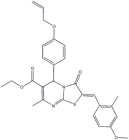 ethyl 5-[4-(allyloxy)phenyl]-2-(4-methoxy-2-methylbenzylidene)-7-methyl-3-oxo-2,3-dihydro-5H-[1,3]thiazolo[3,2-a]pyrimidine-6-carboxylate Structure