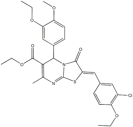 ethyl 2-(3-chloro-4-ethoxybenzylidene)-5-(3-ethoxy-4-methoxyphenyl)-7-methyl-3-oxo-2,3-dihydro-5H-[1,3]thiazolo[3,2-a]pyrimidine-6-carboxylate Structure