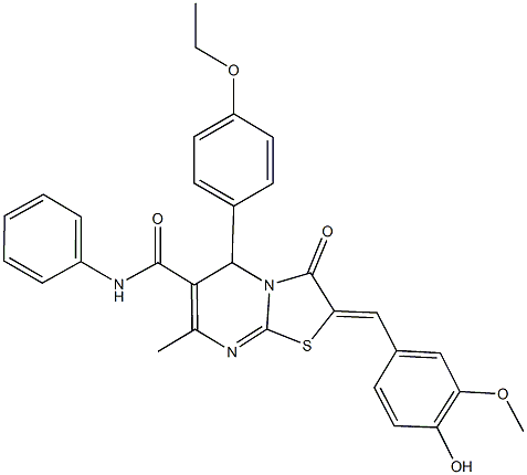 5-(4-ethoxyphenyl)-2-(4-hydroxy-3-methoxybenzylidene)-7-methyl-3-oxo-N-phenyl-2,3-dihydro-5H-[1,3]thiazolo[3,2-a]pyrimidine-6-carboxamide Structure