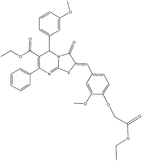 ethyl 2-[4-(2-ethoxy-2-oxoethoxy)-3-methoxybenzylidene]-5-(3-methoxyphenyl)-3-oxo-7-phenyl-2,3-dihydro-5H-[1,3]thiazolo[3,2-a]pyrimidine-6-carboxylate Structure