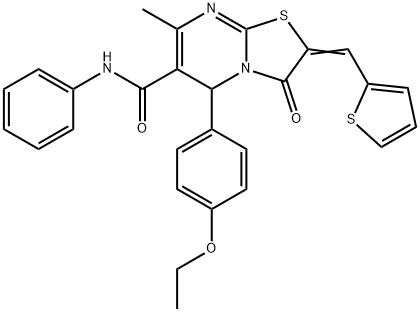 5-(4-ethoxyphenyl)-7-methyl-3-oxo-N-phenyl-2-(2-thienylmethylene)-2,3-dihydro-5H-[1,3]thiazolo[3,2-a]pyrimidine-6-carboxamide 구조식 이미지