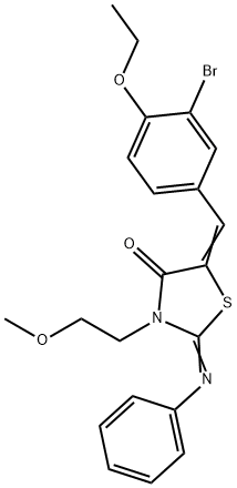 5-(3-bromo-4-ethoxybenzylidene)-3-(2-methoxyethyl)-2-(phenylimino)-1,3-thiazolidin-4-one 구조식 이미지