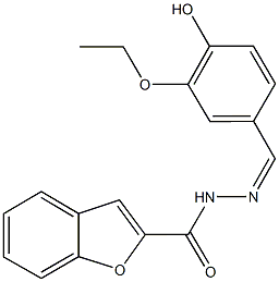 N'-(3-ethoxy-4-hydroxybenzylidene)-1-benzofuran-2-carbohydrazide 구조식 이미지
