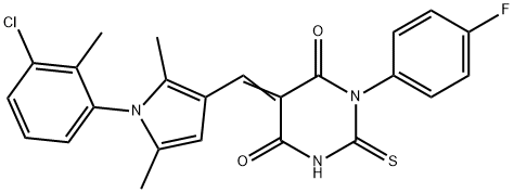 5-{[1-(3-chloro-2-methylphenyl)-2,5-dimethyl-1H-pyrrol-3-yl]methylene}-1-(4-fluorophenyl)-2-thioxodihydro-4,6(1H,5H)-pyrimidinedione Structure