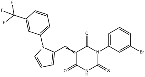 1-(3-bromophenyl)-2-thioxo-5-({1-[3-(trifluoromethyl)phenyl]-1H-pyrrol-2-yl}methylene)dihydro-4,6(1H,5H)-pyrimidinedione 구조식 이미지