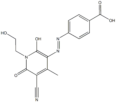 4-{[5-cyano-2-hydroxy-1-(2-hydroxyethyl)-4-methyl-6-oxo-1,6-dihydro-3-pyridinyl]diazenyl}benzoic acid 구조식 이미지