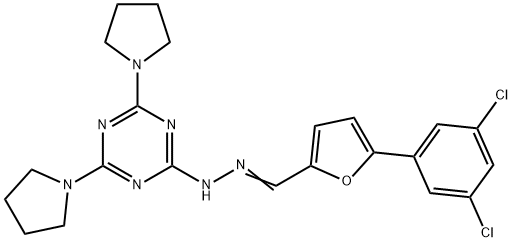 5-(3,5-dichlorophenyl)-2-furaldehyde [4,6-di(1-pyrrolidinyl)-1,3,5-triazin-2-yl]hydrazone Structure