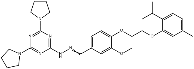 4-[2-(2-isopropyl-5-methylphenoxy)ethoxy]-3-methoxybenzaldehyde (4,6-dipyrrolidin-1-yl-1,3,5-triazin-2-yl)hydrazone Structure