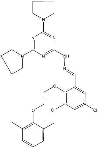 3,5-dichloro-2-[2-(2,6-dimethylphenoxy)ethoxy]benzaldehyde (4,6-dipyrrolidin-1-yl-1,3,5-triazin-2-yl)hydrazone 구조식 이미지