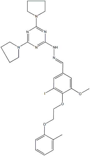 3-iodo-5-methoxy-4-[2-(2-methylphenoxy)ethoxy]benzaldehyde (4,6-dipyrrolidin-1-yl-1,3,5-triazin-2-yl)hydrazone 구조식 이미지